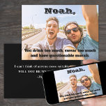 Any Text Best Man Groomsmen Proposal Photo Funny Invitation<br><div class="desc">Get the wedding celebration started in style with a personalised Best Man or Groomsman proposal photo card. All wording is simple to customise or delete. This design template features one picture of your choice, stylish classic typography, a modern black & white background, and a customisable funny request reading "You drink...</div>