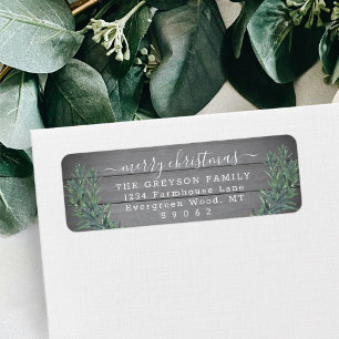 Any Text  Christmas Greenery & Wood Return Address Label