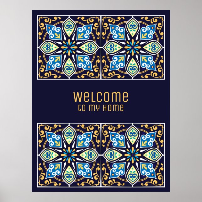 Any text customisable blue Azulejos  Poster (Front)