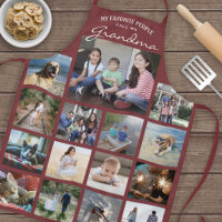 Any Text Family Photo Collage Grandma Burgundy Red