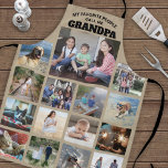 Any Text Family Photo Collage Grandpa Khaki Beige Apron<br><div class="desc">Celebrate the simple joys of family and grandkids with an elegant custom photo collage khaki and black apron. Pictures and all text are simple to customise. Quote that reads "My Favourite People Call Me Grandpa" can be personalised for Papa, Pop-pop, Paw-paw, Grandad, Grampa, Big Daddy, etc. (IMAGE PLACEMENT TIP: An...</div>