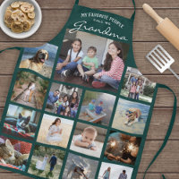 Any Text Family Photo Collage Grid Grandma Green
