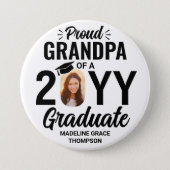 Any Text Graduate Photo Proud Grandpa Black White 7.5 Cm Round Badge (Front)