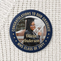 Any Text Graduation Photo Congrats Navy Blue Gold