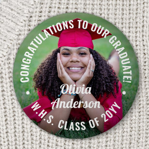 Any Text Graduation Photo Congratulations Modern 7.5 Cm Round Badge