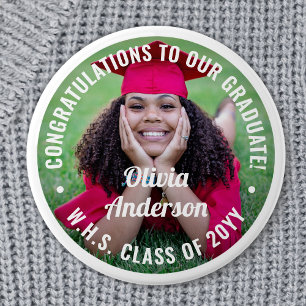 Any Text Graduation Photo Congratulations Modern 7.5 Cm Round Badge