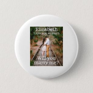 Any Text Marriage Proposal Photo Marry Me Black T 6 Cm Round Badge