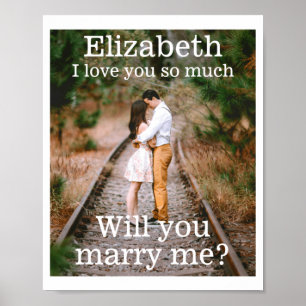 Any Text Marriage Proposal Photo Marry Me Black T Poster