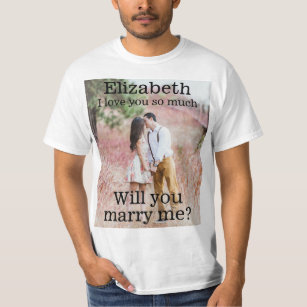 Any Text Marriage Proposal Photo Marry Me White T-Shirt