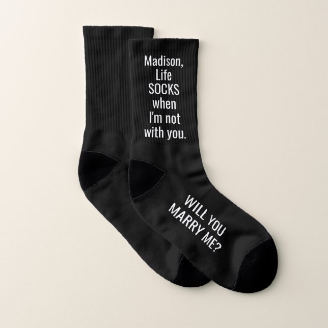 Any Text Marriage Proposal Will You Marry Me Funny Socks (Pair)