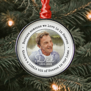 Any Text Memorial Photo Someone in Heaven Simple Metal Ornament