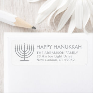 Any Text Menorah White Hanukkah Return Address Return Address Label