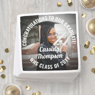 Any Text Modern Photo Simple Elegant Graduation Napkin