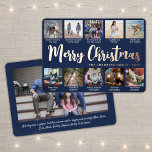 Any Text Navy Blue 11 Photo Collage Trendy Script Foil Holiday Card<br><div class="desc">Send stylish joyful greetings and share 11 of your favourite pictures with a custom photo collage navy blue and rose gold foil holiday card. All text on this template is simple to personalise to include any wording, such as Merry Christmas, Happy Holidays, Seasons Greetings, New Year Cheers etc. (IMAGE PLACEMENT...</div>