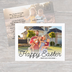 Any Text New Address Happy Easter 2 Photo Moving Announcement Postcard