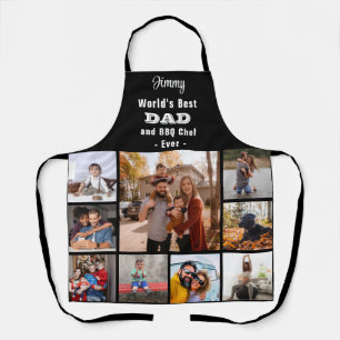 Any Text Photo Collage Best Dad Grill Master Apron