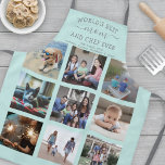 Any Text Photo Collage Best Mum Teal Blue & Grey Apron<br><div class="desc">Celebrate the simple joys of family and grandkids with an elegant custom photo collage teal blue and grey apron. Pictures and all text are simple to customise. Quote that reads "World's Best Mum and Chef Ever We Love You" can be personalised for Mama, Mummy, Grandma, Nana, Grammy, Granny, Gigi, Auntie,...</div>