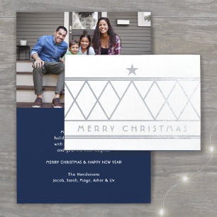 Any Text & Photo Modern Minimalist Merry Christmas Foil Card