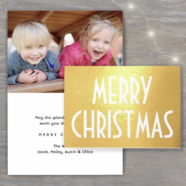 Any Text Simple Holiday Merry Christmas Gold Real Foil Card (Creator Uploaded)