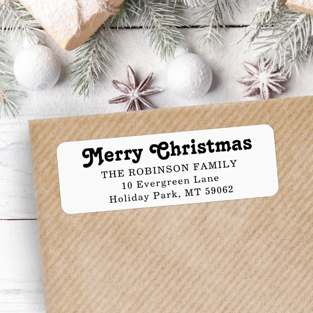 Any Text Simple Retro Christmas Return Address Label (Creator Uploaded)
