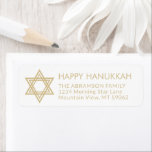 Any Text Star of David Hanukkah Return Address Label<br><div class="desc">Add the perfect holiday, invitation, or thank you card finishing touch with these elegant white and gold return address labels. The gold is non-metallic printed colour, not foil. All text can easily be customised with any greeting, name, and address. Design features a chic stylish geometric Star of David with simple...</div>