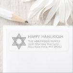 Any Text Star of David Hanukkah Return Address Return Address Label<br><div class="desc">Add the perfect holiday, invitation, or thank you card finishing touch with these elegant white and grey return address labels. All text can easily be customised with any greeting, name, and address. Design features a chic stylish geometric Star of David with simple modern typography. Easy to personalise for many Jewish...</div>