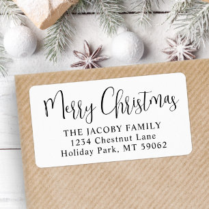 Any Text Trendy Script Christmas Return Address Label
