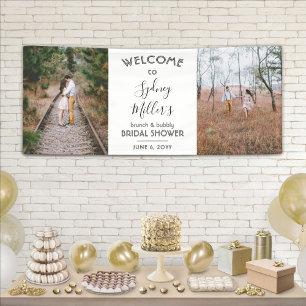 Any Theme Bridal Shower Elegant 2 Photo Welcome Banner