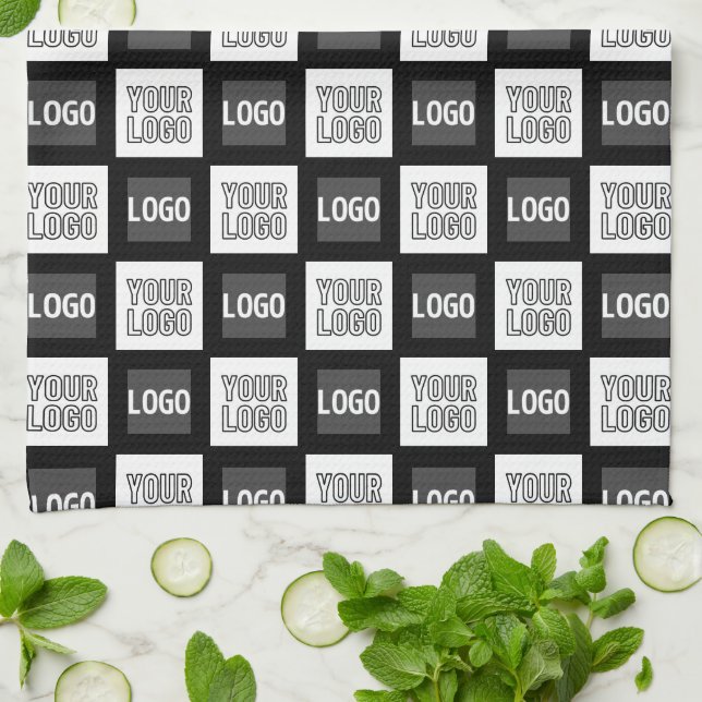 Any Two Logos or Images Repeating Pattern Tea Towel (Folded)