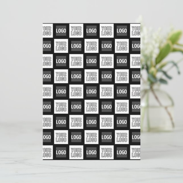 Any Two Logos or Images Repeating Pattern Thank You Card (Standing Front)