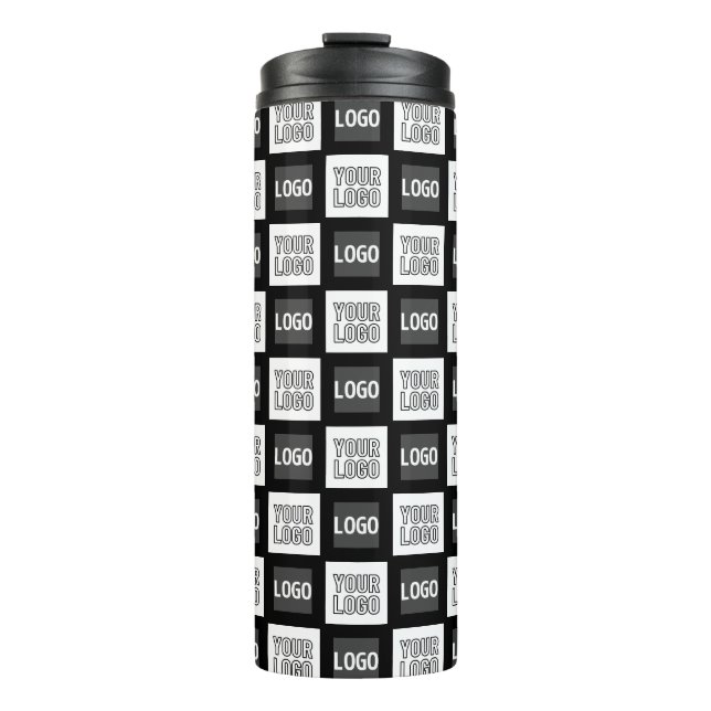 Any Two Logos or Images Repeating Pattern Thermal Tumbler (Front)