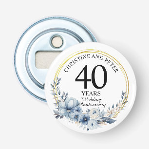 Any Wedding (40) Elegant Blue Floral Anniversary Bottle Opener