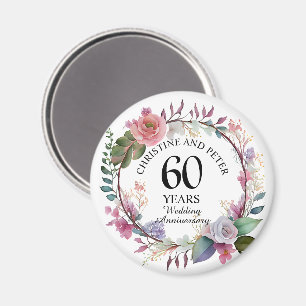 Any Wedding (60) Elegant Floral Anniversary Favour Magnet