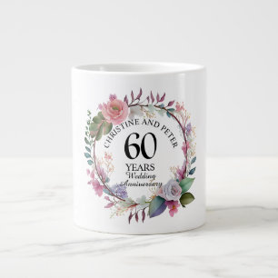 Any Wedding (60) Elegant Floral Anniversary Large Coffee Mug
