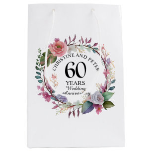 Any Wedding (60) Elegant Floral Anniversary Medium Gift Bag