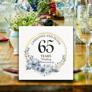 Any Wedding (65) Elegant Blue Floral Anniversary Napkin