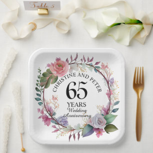 Any Wedding (65) Elegant Floral Anniversary Paper Plate