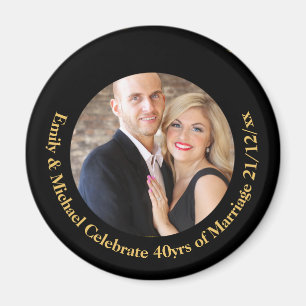 ANY Wedding Anniversary Black Gold Marble PHOTO Magnet