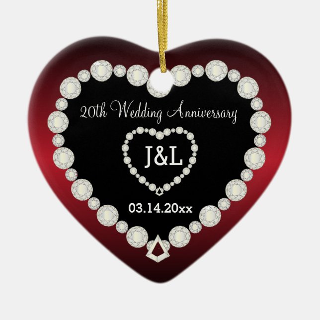 Any Wedding Anniversary | Garnet Red | DIY Text Ceramic Ornament (Front)