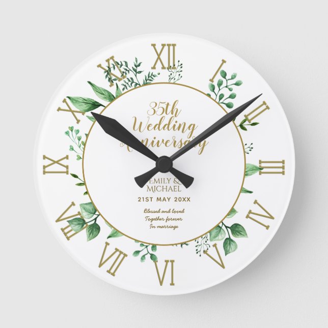 ANY Wedding Anniversary Gift - Personalized Round Clock (Front)