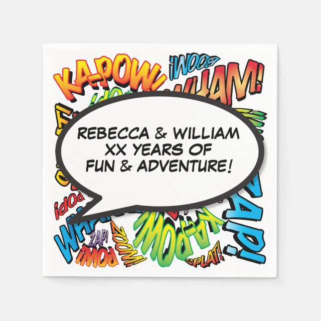 Any Wedding Anniversary Speech Bubble Comic Book Napkin (Front)