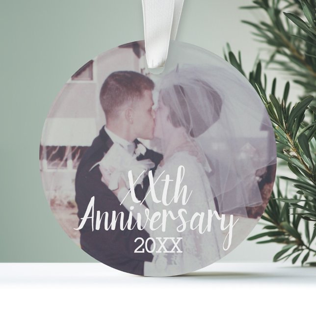 Any Wedding Anniversary - with Full Photo Ornament (Personalized Wedding Anniversary Photo Ornament)