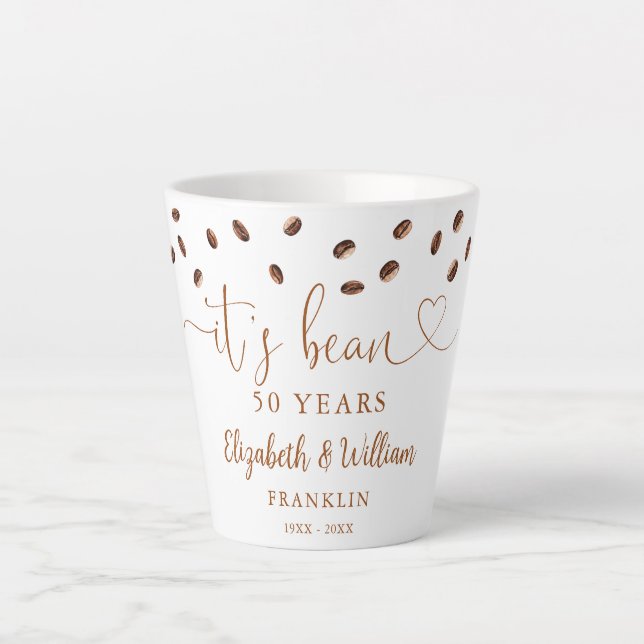 Any Wedding Anniversary Year Coffee Themed Latte Mug (Front)