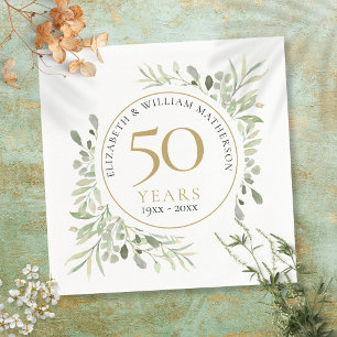 Any Wedding Anniversary Year Greenery Leaves Napkin