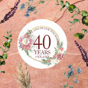 Any Wedding Blush Roses Anniversary Classic Round Sticker