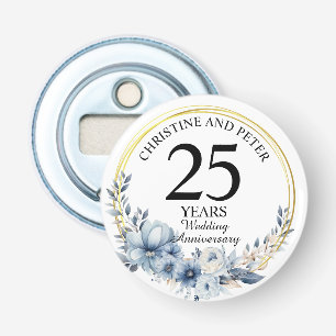 Any Wedding Elegant Blue Floral Anniversary Bottle Opener