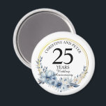 Any Wedding Elegant Blue Floral Anniversary Magnet<br><div class="desc">Any Wedding Elegant Blue Floral Anniversary magnet - this elegant Blue Floral with Gold Frame any year wedding anniversary magnet can be personalised with your special wedding anniversary year!</div>