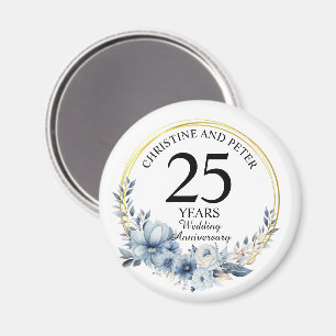 Any Wedding Elegant Blue Floral Anniversary Magnet