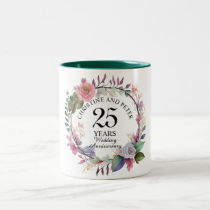 Any Wedding Elegant Floral Anniversary Two-Tone Coffee Mug