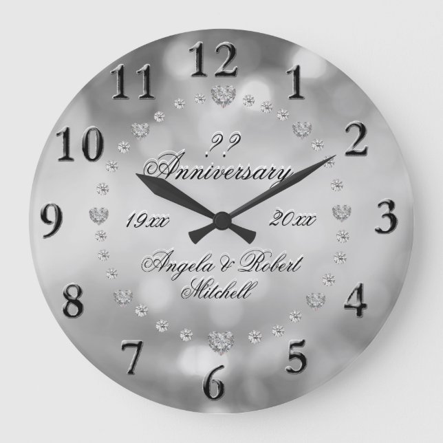 Any Year Anniversary Elegant Large Clock (Front)
